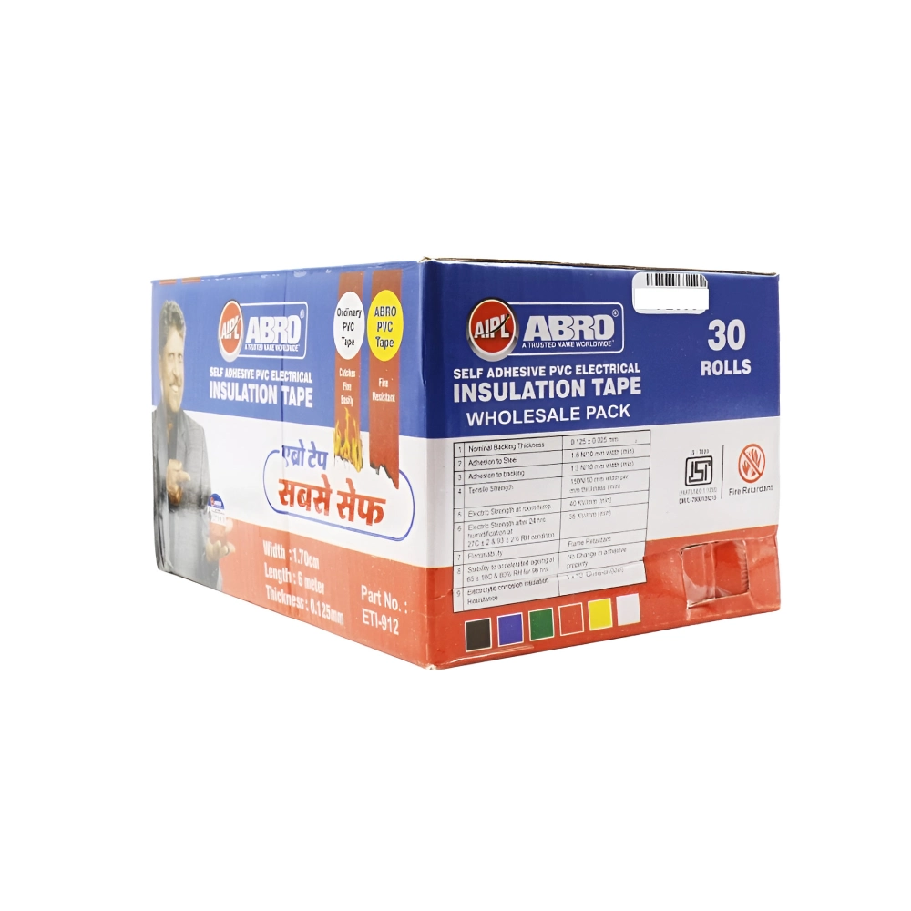 ABRO Pvc Electrical Insulation Tape 18mm x 0.125mm x 6m (Pack Of 30) (White) view 2